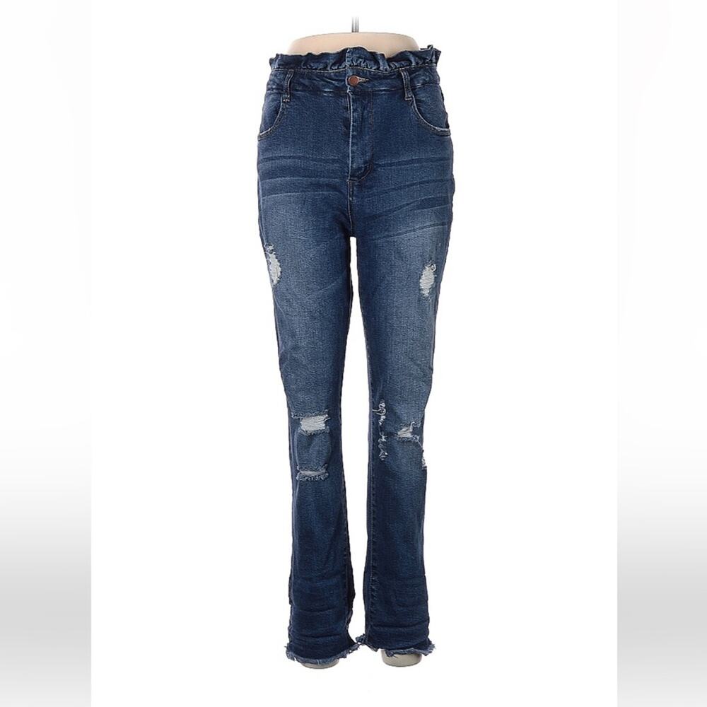 C'est Toi distressed‎ hi rise ruffled waist paper bag jeans, 13